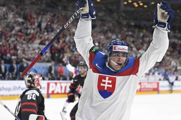 Canada vs Slovakia quarter-final match of the 2024 IIHF World Championship, WM, Weltmeisterschaft in Prague, Czech Republic, on May 23, 2024. Simon Nemec (SVK) (CTKxPhoto MichalxKamaryt) CTKPhotoP2024052306513  CTKPhotoP2024052306513