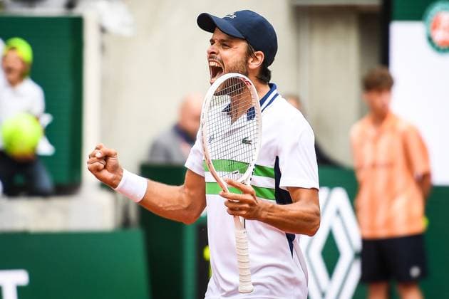 May 23, 2024, Paris, France, France: Gregoire BARRERE of France celebrates his victory during fourth qualifying day of Roland-Garros 2024, French Open 2024, Grand Slam tennis tournament at Roland-Garros Stadium on May 23, 2024 in Paris, France. Paris France - ZUMAm308 20240523_zsp_m308_026 Copyright: xMatthieuxMirvillex
