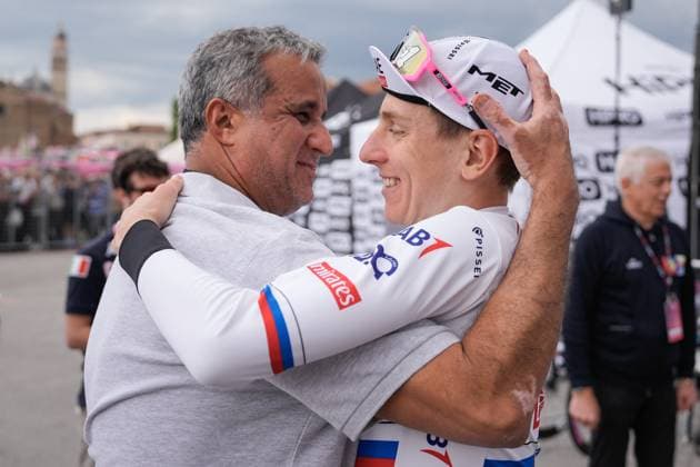 MATAR SUHAIL AL YABHOUNI AL DHAHERI UAE Team Emirates President and Poga& x10d;ar Tadej (Team Uae Emirates) after the 18th stage of the Giro D Italia, tour of Italy cycling race, from Fiera di Primiero to Padova Italy, Thursday, May 23, 2024. - cycling .  Copyright: xMarcoxAlpozzi LaPressex