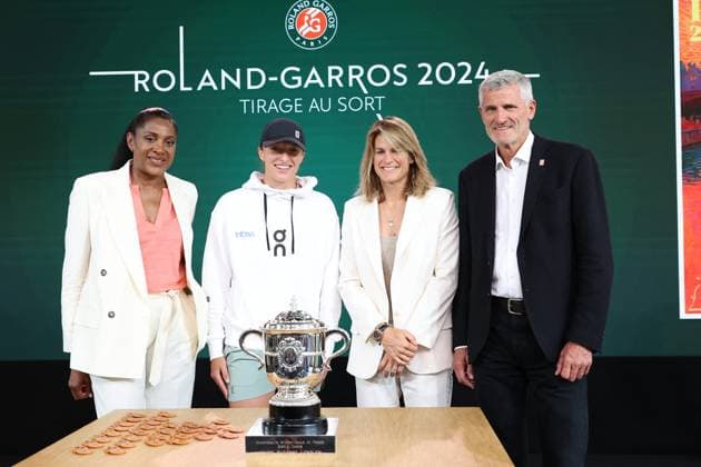 The Draw At Rolang Garros 2024 NB Marie Jose Perec, Iga Swiatek, Amelie Mauresmo, Gilles Moretton during the draw at Rolang Garros 2024 on May 23, 2024 in Paris, France. Photo by Nasser Berzane ABACAPRESS.COM Paris France  Copyright: xBerzanexNasser ABACAx