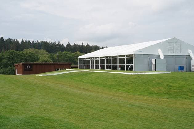 Fitness tent at the national teams training facilities at the Golf Resort Spa Weimarer Land, the accommodation for the German national team preparing for EURO 24 in Germany Blankenhain 24 05 2024 Training camp for the German national team preparing for the European Championships, Golf Resort Weimarer Land