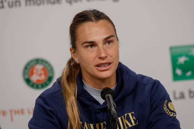 24 05 2024, Tennis, French Open 2024 Roland Garros, FRA, Paris, picture from left, press conference with Aryna Sjarhejeuna Sabalenka Copyright: HMBxMedia AntonioxBorga