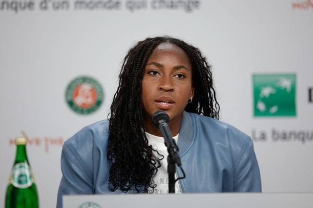 24 05 2024, Tennis, French Open 2024 Roland Garros, FRA, Paris, picture from left, press conference with Coco Gauff USA Copyright: HMBxMedia AntonioxBorga