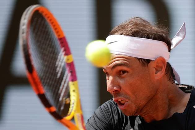 24 05 2024, Tennis, French Open 2024 Roland Garros, FRA, Paris, picture from left, Training Rafael Nadal ESP plays a backhand Copyright: HMBxMedia AntonioxBorga