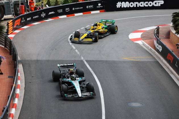 44 Lewis Hamilton GBR, Mercedes AMG Petronas F1 Team , 4 Lando Norris GBR, McLaren Formula 1 Team , F1 Grand Prix of Monaco at Circuit de Monaco on May 24, 2024 in Monte Carlo, Monaco Photo by HOCH ZWEI Monte Carlo Monaco