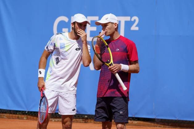 Schwaben Open ATP Challenger 2024 Augsburg, 25 05 2024 Michael Vrbensky CZE, Czech Republic and David Pichler AUT, Austria in the doubles final of the Schwaben Open 2024 Schwaben Open 2024, ATP Challenger Tour, venue of the TC Augsburg on 25 05 2024, Augsburg Copyright: xBEAUTIFULxSPORTSx Pajonkx