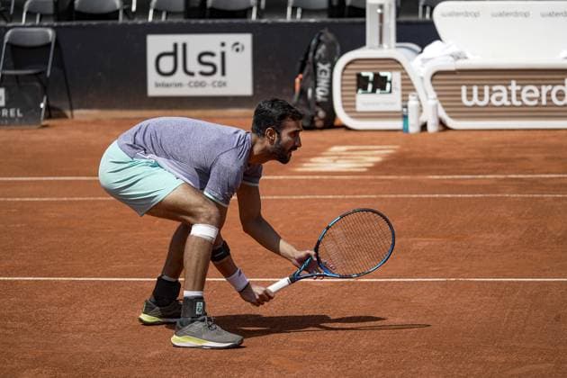 Le joueur de tennis Yuki BHAMBRI (IND) lors de la finale double du tournoi de l Open Parc Auvergne RhÃ ne-Alpes Ã Lyon le 25 05 2024. TENNIS : Open Parc - Lyon - 25 05 2024 SandrineThesillat Panoramic 