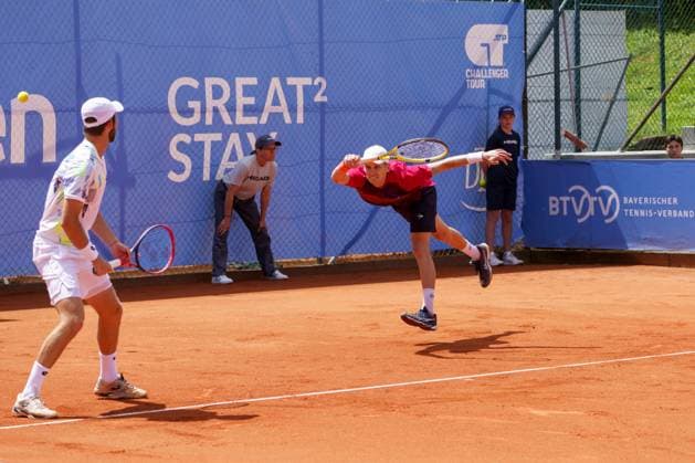 Schwaben Open ATP Challenger 2024 Augsburg, 25 05 2024 Michael Vrbensky CZE, Czech Republic and David Pichler AUT, Austria in the doubles final of the Schwaben Open 2024 Schwaben Open 2024, ATP Challenger Tour, venue of the TC Augsburg on 25 05 2024, Augsburg Copyright: xBEAUTIFULxSPORTSx Pajonkx