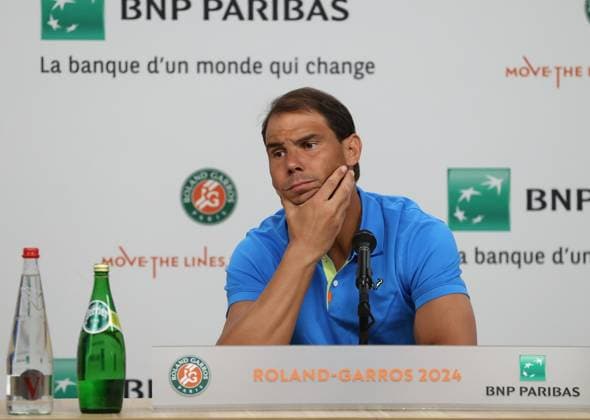 ROLAND GARROS 2023 Thierry Larret Maxppp. Tennis. Roland Garros 2024. Internationaux de France de tennis. Stade Roland Garros, Paris (75). Le 25 mai. Conference de presse de Rafael NADAL (ESP). PARIS (75) STADE ROLAND GARROS PARIS ILE DE FRANCE FRANCE  Copyright: xThierryxLarret MAXPPPxThierryxLarretx TL_20240525_0021 0480954860st