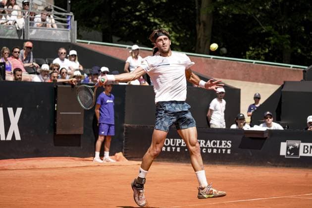 Le joueur de tennis argentin Tomas Martin ETCHEVERRY lors de la finale simple du tournoi de l Open Parc Auvergne RhÃ ne-Alpes Ã Lyon le 25 05 2024. TENNIS : Open Parc - Lyon - 25 05 2024 SandrineThesillat Panoramic 