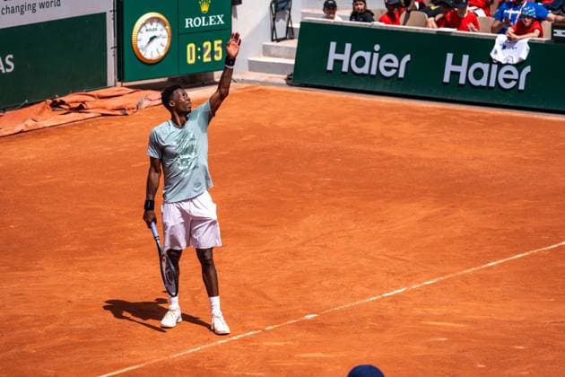 Roland Garros 2024 - Gael Montfils - Constant Lestienne Training Session - Paris Gael Monfils during a training session of Roland-Garros 2024 against Constant Lestienne, ATP, Tennis Herren and WTA, Tennis Damen Grand Slam tennis tournament at Roland-Garros stadium in Paris, France, on May 25, 2024. Photo Alexis Jumeau ABACAPRESS.COM Paris France  Copyright: xJumeauxAlexis ABACAx