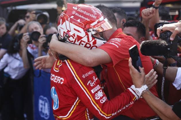 Sport Bilder des Tages F1 Grand Prix Of Monaco 2024 Qualifying Charles Leclerc of Ferrari after qualifying ahead of the Formula 1 Grand Prix of Monaco at Circuit de Monaco in Monaco on May 25, 2024. Monaco Monaco  Copyright: xJakubxPorzyckix originalFilename:porzycki-f1grandp240525_nppru.jpg