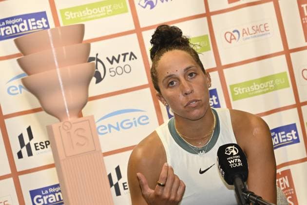 Tennis - Internationaux de Strasbourg Finale simple dames Madison Key - Usa - press conference, PK, Pressekonferenz TENNIS - Internationaux de Strasbourg - 25 05 2024 ChrysleneCaillaud Panoramic 