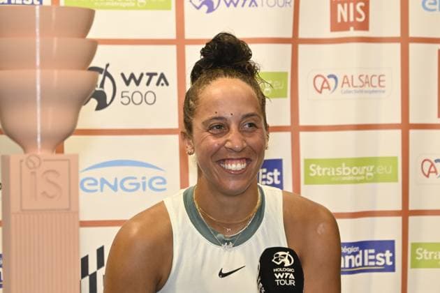 Tennis - Internationaux de Strasbourg Finale simple dames Madison Key - Usa - press conference, PK, Pressekonferenz TENNIS - Internationaux de Strasbourg - 25 05 2024 ChrysleneCaillaud Panoramic 