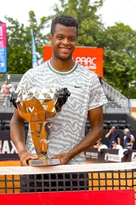 Le lyonnais Giovanni MPETSHI PERRICARD (FRA) remporte sa premieres finale simple lors du tournoi de l Open Parc Auvergne RhÃ ne-Alpes Ã Lyon le 25 05 2024. TENNIS : Open Parc - Lyon - 25 05 2024 SandrineThesillat Panoramic 