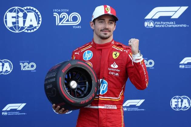 F1 Gran Prix of Monaco Pole Man Charles Leclerc of Scuderia Ferrari celebrates after qualifying for the F1 Grand Prix of Monaco at Circuit de Monaco on May 25, 2024 in Monte-Carlo, Monaco. Monaco Monte-Carlo Monaco Copyright: xMarcoxCanonierox