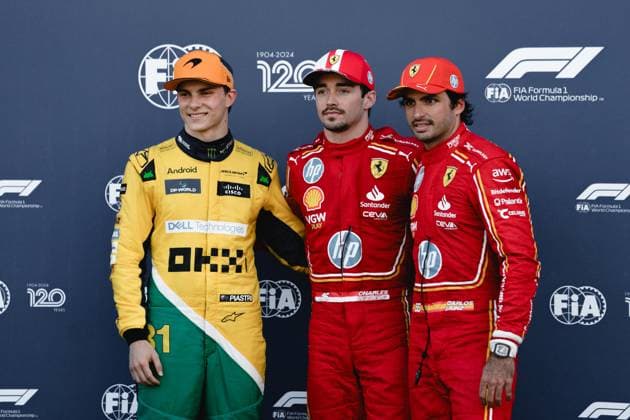 Monaco Grand Prix 2024 Picture by Thomas Maheux SWpix.com - 25 05 2024 - Formula One - Monaco Grand Prix 2024 - Monte Carlo, Monaco - Qualification Charles Leclerc, Oscar Piastri and Carlos Sainz Monte Carlo Monaco Monaco Copyright: x xSWpix.comx(t axPhotographyxHubxLtd)xThomasxMaheux SWpix.comx SWP-2488-0269