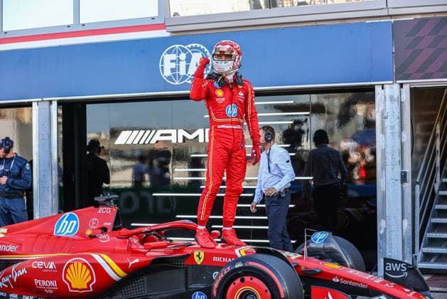 May 25, 2024, Monte Carlo, Monaco: CHARLES LECLERC of Scuderia Ferrari celebrates Pole Position during Formula 1 Grand Prix de Monaco. Monte Carlo Monaco - ZUMAm217 20240525_zsp_m217_003 Copyright: xAlessioxDexMarcox