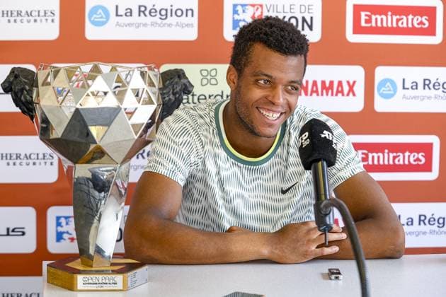 Giovanni MPETSHI PERRICARD (FRA) dÃ clare qu il se disait fais des petits pas pour ne pas louper son smatch en confÃ rence de presse apres avoir remportÃ la finale du simple du tournoi de l Open Parc Auvergne RhÃ ne-Alpes Ã Lyon le 25 05 2024. TENNIS : Open Parc - Lyon - 25 05 2024 SandrineThesillat Panoramic 