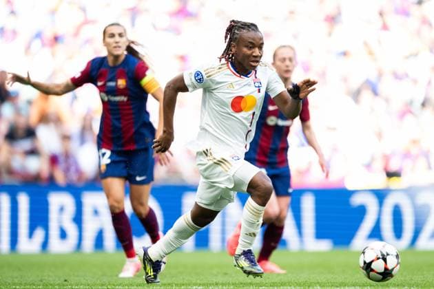 240525 Melchie Dumornay of Lyon during the UEFA Women s Champions League final between Barcelona and Lyon on May 25, 2024 in Bilbao Photo Ludvig Thunman BILDBYRAN kod LT LT0620 fotboll football soccer fotball champions league barcelona lyon dam bbeng final champions league final final 2024  Copyright: LUDVIGxTHUNMAN BB240525LT057