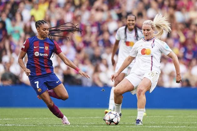 of Olympique Lyonnais during the UEFA Women s Champions League 2023 24 Final match between FC Barcelona, Barca and Olympique Lyonnais at San Mames Stadium on May 25, 2024 in Bilbao, Spain. (Photo by: LGM) FOOTBALL FEMININ : FC Barcelone vs Olympique Lyonnais - UEFA Ligue des Champions UWCL - Finale - 25 05 2024 LGM Panoramic 
