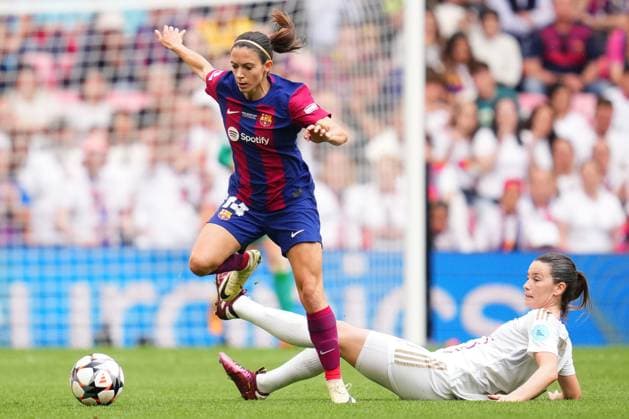 ESP: FC Barcelona, Barca v Olympique Lyonnais. UEFA Women™s Champions League. Final Aitana Bonmati of FC Barcelona and Damaris Egurrola of Olympique Lyonnais during the UEFA Women™s Champions League Final match between FC Barcelona and Olympique Lyonnais played at San Mames Stadium on May 25, 2024 in Bilbao Spain. kpng Copyright: xBaguxBlancox xPRESSINPHOTOx PS_240525_023