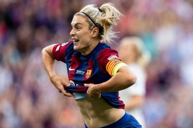 240525 Alexia Putellas of Barcelona celebrates after 2 0 during the UEFA Women s Champions League final between Barcelona and Lyon on May 25, 2024 in Bilbao Photo Ludvig Thunman BILDBYRAN kod LT LT0620 fotboll football soccer fotball champions league barcelona lyon dam bbeng final champions league final final 2024 jubel  Copyright: LUDVIGxTHUNMAN BB240525LT092