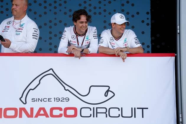 Esteban Gutierrez MEX, Mercedes AMG Petronas F1 Team , Mick Schumacher DEU, Mercedes AMG Petronas F1 Team , F1 Grand Prix of Monaco at Circuit de Monaco on May 25, 2024 in Monte Carlo, Monaco Photo by HOCH ZWEI Monte Carlo Monaco