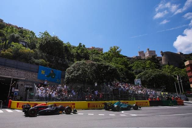 1 Max Verstappen NLD, Oracle Red Bull Racing , 18 Lance Stroll CAN, Aston Martin Aramco F1 Team , F1 Grand Prix of Monaco at Circuit de Monaco on May 25, 2024 in Monte Carlo, Monaco Photo by HOCH ZWEI Monte Carlo Monaco