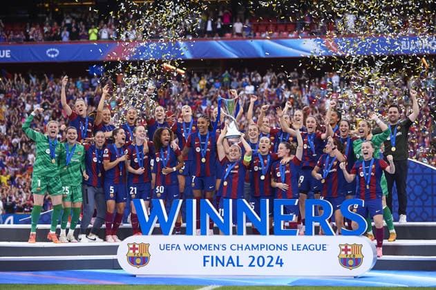 of Olympique Lyonnais during the UEFA Women s Champions League 2023 24 Final match between FC Barcelona, Barca and Olympique Lyonnais at San Mames Stadium on May 25, 2024 in Bilbao, Spain. (Photo by: LGM) FOOTBALL FEMININ : FC Barcelone vs Olympique Lyonnais - UEFA Ligue des Champions UWCL - Finale - 25 05 2024 LGM Panoramic 