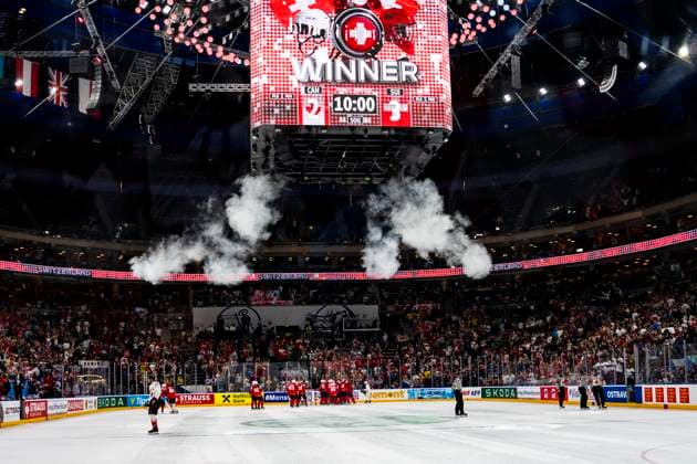 PRAGUE, CZECH REPUBLIC MAY 25 Swiss win the game and goes to the Gold medal game during the 2024 IIHF Ice Hockey World Championship Czechia Semifinal match between Canada and Switzerland at Prague Arena on May 25, 2024 in Prague, Czech Republic Prague Prague Arena Czech Republic Copyright: xJustPictures.ch JarixPestelaccix jp-en-EuSpIm-JP4_JAR_Canada_Switzerland_25May_2024304