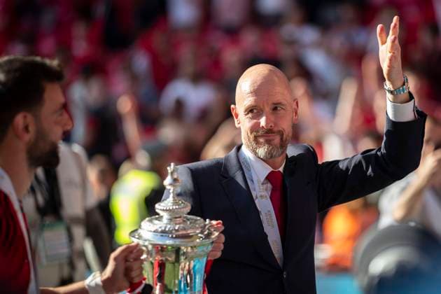 Manchester City v Manchester United, ManU - Emirates FA Cup Final Manchester United manager Erik ten Hag is celebrating the win during the FA Cup Final between Manchester City and Manchester United at Wembley Stadium in London, on May 25, 2024. London Greater London United Kingdom  Copyright: xMIxNewsx originalFilename:fletcher-manchest240525_npE5l.jpg