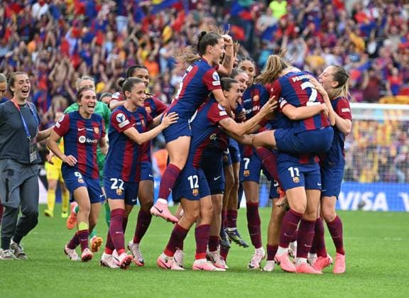 FC Barcelone vs Lyon PHOTOPQR LE PROGRES Frédéric CHAMBERT - Bilbao 25 05 2024 - FC Barcelone vs Lyon - Finale Women s Champions League - 25 05 2024 -La joie des joueuses de Barcelone Bilbao France  Copyright: xPHOTOPQR LExPROGRES MAXPPPxFrédéricxCHAMBERTx 20240525LPL9176 20240525LPL9176