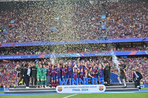 FC Barcelone vs Lyon PHOTOPQR LE PROGRES Frédéric CHAMBERT - Bilbao 25 05 2024 - FC Barcelone vs Lyon - Finale Women s Champions League - 25 05 2024 -Le triomphe de l équipe de Barcelone Bilbao France  Copyright: xPHOTOPQR LExPROGRES MAXPPPxFrédéricxCHAMBERTx 20240525LPL9377 20240525LPL9377
