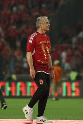 CAIRO, EGYPT - MAY 25: head coach Marcel Koller celebrate on stage with a gold medal after wining the CAF Champions League Final Second Leg match between Al Ahly and Esperance Sportive Tunis at Cairo International Stadium on May 25, 2024 in Cairo, Al Ahly v Esperance Sportive Tunis: Final Second Leg - CAF Champions League Copyright: xPhotoxbyxM.Bayoumy SFSIx