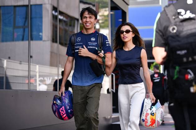 May 26, 2024, Montecarlo, Mezzolombardo, Monaco: Thai driver ALEXANDER ALBON (Williams Racing) and his girlfriend LILY MUNI arrive in the Paddock of the 2024 FIA Formula 1 Monaco Grand Prix at Monaco Circuit in Monaco. Race day. Montecarlo Monaco - ZUMAf150 20240526_zsp_f150_004 Copyright: xDaisyxFacinellix