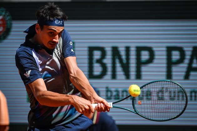 May 26, 2024, Paris, France, France: Lorenzo SONEGO of Italy during the first day of Roland-Garros 2024, French Open 2024, Grand Slam tennis tournament at the Roland-Garros Stadium on May 26, 2024 in Paris, France. Paris France - ZUMAm308 20240526_zsp_m308_005 Copyright: xMatthieuxMirvillex