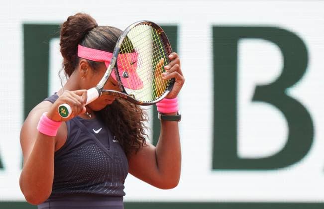 Naomi Osaka reacts during her hard-fought first round win on her return to Paris French Open Tennis, Day 1, Tennis, Roland Garros, Paris, France - 26 May 2024  Copyright: xJavierxGarcia Shutterstockx 14496647g