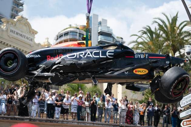 Monaco Grand Prix 2024 Picture by Thomas Maheux SWpix.com - 26 05 2024 - Formula One - Monaco Grand Prix 2024 - Race Day - Crash, Perez, Magnussen and Hulkenberg - Monaco Copyright: x ThomasxMaheux SWpix.comx(t axPhotographyxHubxLtd)xThomasxMaheux SWpix.comx SWP-2488-0310
