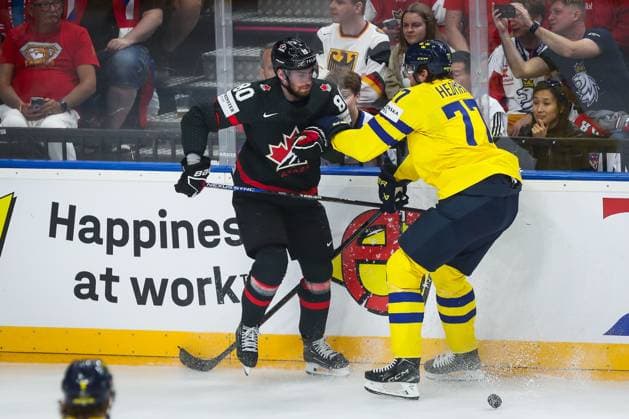 SWEDEN CANADA BRONZE MEDAL GAME IIHF World Championship, WM, Weltmeisterschaft 2024 CZECHIA PRAGUE - OSTRAVA Victor Hedman of Sweden and Pierre-Luc Dubois of Canada during the bronze medal game of the IIHF Ice hockey, Eishockey World Championship Czechia Prague - Ostrava between Sweden and Canada. O2 Arena, Prague, Czechia, May 26, 2024. PUBLICATION NOT IN SLOVAKIA PUBLICATION NOT IN SVK Prague Copyright: xBranislavxRackox AS0I6636