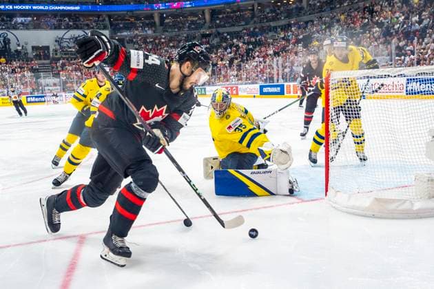PRAGUE, CZECH REPUBLIC MAY 26 Jamie Oleksiak of Canada L in action during 2024 IIHF Ice Hockey World Championship Czechia Third Place Match between Sweden and Canada at Prague Arena on May 26, 2024 in Prague, Czech Republic Prague Prague Arena Czech Republic Copyright: xJustPictures.ch JarixPestelaccix jp-en-EuSpIm-JP4_JAR_Sweden_Canada_26May_2024052