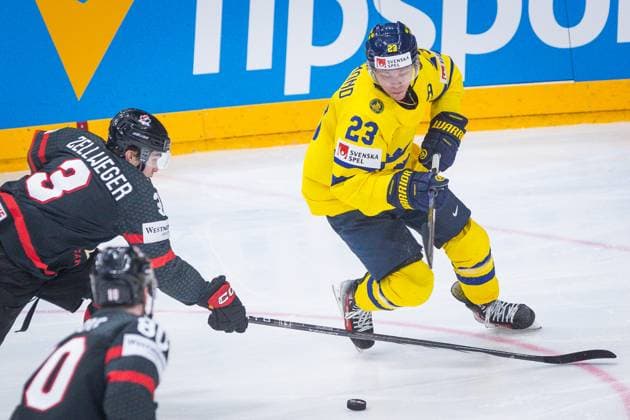 SWEDEN CANADA BRONZE MEDAL GAME IIHF World Championship, WM, Weltmeisterschaft 2024 CZECHIA PRAGUE - OSTRAVA Lucas Raymond of Sweden and Olen Zellweger of Canada during the bronze medal game of the IIHF Ice hockey, Eishockey World Championship Czechia Prague - Ostrava between Sweden and Canada. O2 Arena, Prague, Czechia, May 26, 2024. PUBLICATION NOT IN SLOVAKIA PUBLICATION NOT IN SVK Prague Copyright: xBranislavxRackox AS0I7000