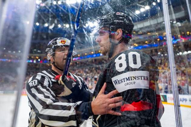 PRAGUE, CZECH REPUBLIC MAY 26 Pierre Luc Dubois of Canada take 2minutes penalty during 2024 IIHF Ice Hockey World Championship Czechia Third Place Match between Sweden and Canada at Prague Arena on May 26, 2024 in Prague, Czech Republic Prague Prague Arena Czech Republic Copyright: xJustPictures.ch JarixPestelaccix jp-en-EuSpIm-JP4_JAR_Sweden_Canada_26May_2024072