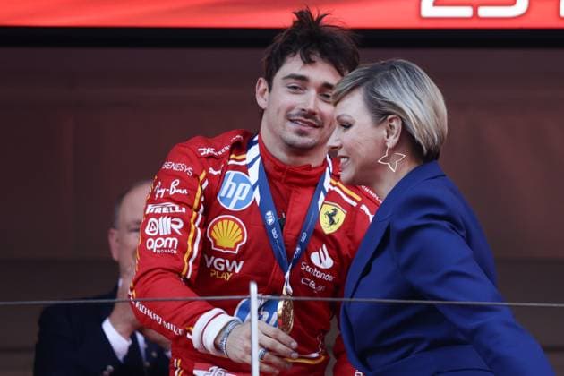 F1 Grand Prix Of Monaco 2024 Charles Leclerc of Ferrari and Princess Charlene of Monaco after Grand Prix of Monaco at Circuit de Monaco in Monaco on May 26, 2023. Monaco Monaco  Copyright: xJakubxPorzyckix originalFilename:porzycki-f1grandp240526_npdTA.jpg