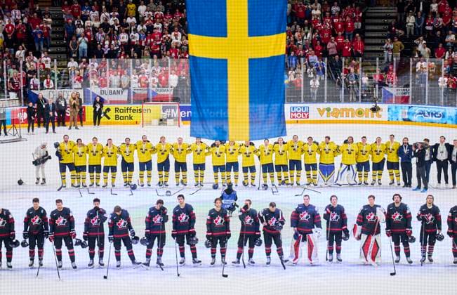 Team Canada sad , Team SWE happy after the Bronze Medal game SWEDEN - CANADA 3-2 of the IIHF Ice hockey, Eishockey World Championship, WM, Weltmeisterschaft in Prague, Czechia, May 26, 2024, Season 2023 2024