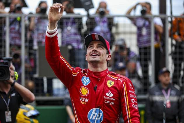 LECLERC Charles (mco), Scuderia Ferrari SF-24, portrait, celebrate his win during the Formula 1 Grand Prix de Monaco 2024, 8th round of the 2024 Formula One World Championship, WM, Weltmeisterschaft from May 23 to 26, 2024 on the Circuit de Monaco, in Monaco - F1 - MONACO GRAND PRIX 2024 DPPI Panoramic  240526_R08_MONACO_DP_EA015122