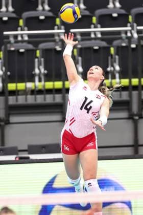 VOLLEYBALL - CEV Golden League, AUT vs UKR SCHWECHAT,AUSTRIA,26.MAY.24 - VOLLEYBALL - CEV European Golden League, ladies, Austria vs Ukraine. Image shows Kora Schaberl (AUT).  GEPAxpictures xArminxRauthner
