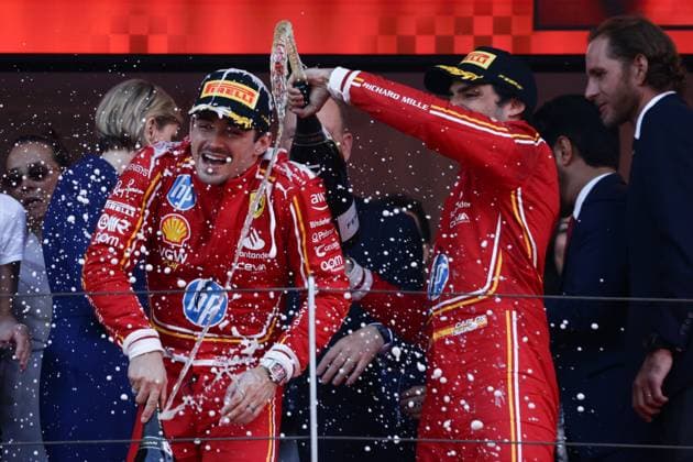 F1 Grand Prix Of Monaco 2024 Charles Leclerc and Carlos Sainz of Ferrari after Grand Prix of Monaco at Circuit de Monaco in Monaco on May 26, 2023. Monaco Monaco  Copyright: xJakubxPorzyckix originalFilename:porzycki-f1grandp240526_npSpW.jpg
