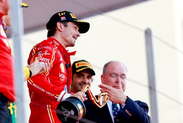 16 Charles Leclerc MCO, Scuderia Ferrari HP , Prince Albert II of Monaco, F1 Grand Prix of Monaco at Circuit de Monaco on May 26, 2024 in Monte Carlo, Monaco Photo by HOCH ZWEI Monte Carlo Monaco