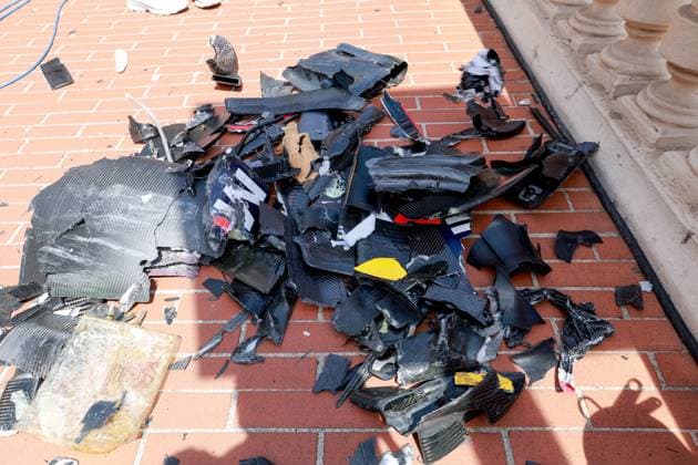 Debris pictured following the crash of 11 Sergio Perez MEX, Oracle Red Bull Racing , F1 Grand Prix of Monaco at Circuit de Monaco on May 26, 2024 in Monte Carlo, Monaco Photo by HOCH ZWEI Monte Carlo Monaco